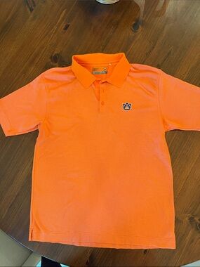 Cutter & Buck Auburn Embroidered Orange Striped Polo